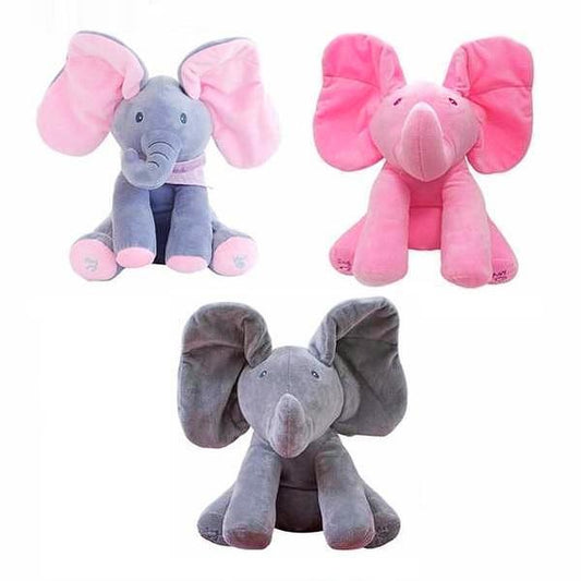 Singing Peek A Boo Elephant Flappy Ear Plush Interactive Kids Toy