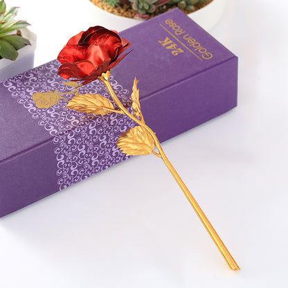 Romantic Forever Gold Coated Rose With Gift Box