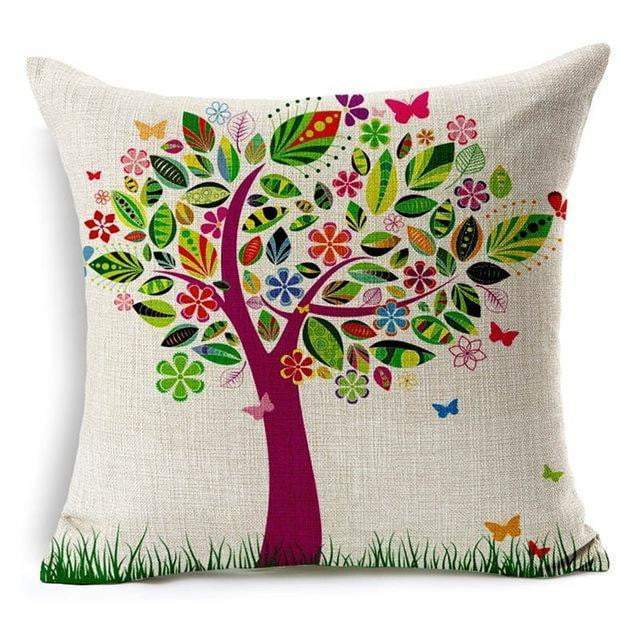 Floral Animal Tree of Life Bird Back Home Decorative Throw Pillow Cover