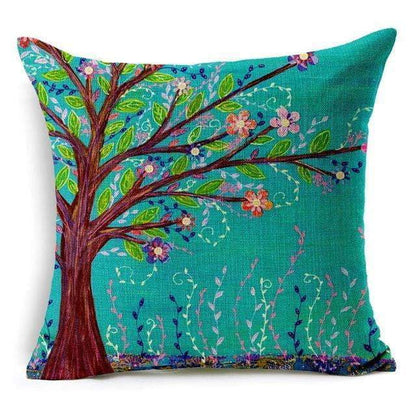 Floral Animal Tree of Life Bird Back Home Decorative Throw Pillow Cover