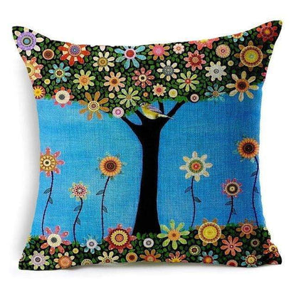 Floral Animal Tree of Life Bird Back Home Decorative Throw Pillow Cover