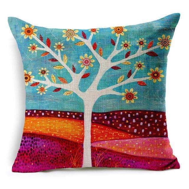 Floral Animal Tree of Life Bird Back Home Decorative Throw Pillow Cover