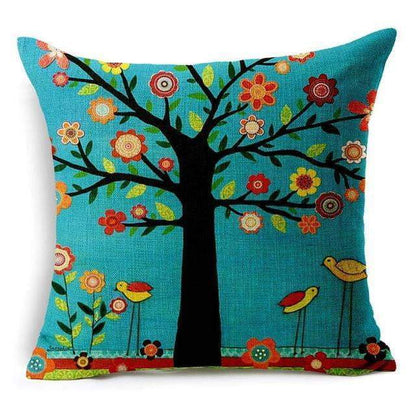 Floral Animal Tree of Life Bird Back Home Decorative Throw Pillow Cover