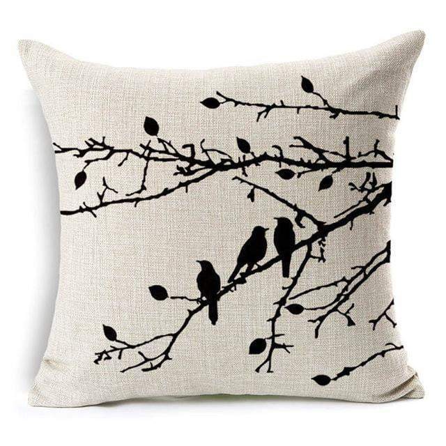 Floral Animal Tree of Life Bird Back Home Decorative Throw Pillow Cover