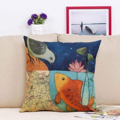 Floral Animal Tree of Life Bird Back Home Decorative Throw Pillow Cover