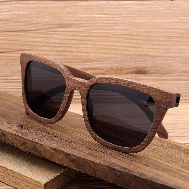 Hand Made Luxury Vintage Brown Wooden Sunglasses with Black lenses