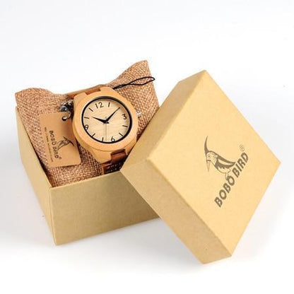 Bamboo Wooden Watches for Men and Women -  Leather Band in Gift Box