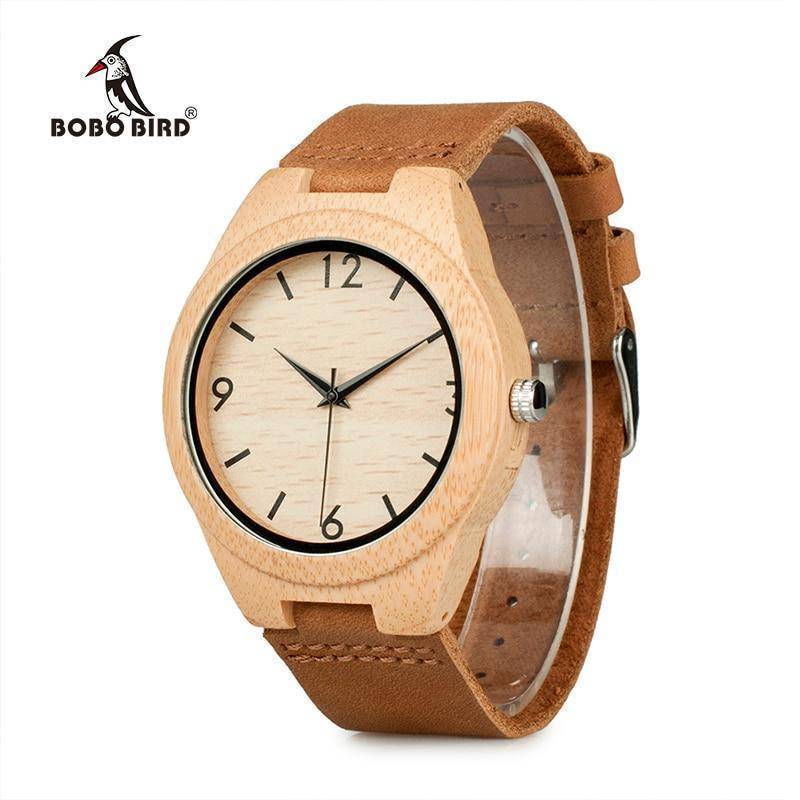 Bamboo Wooden Watches for Men and Women -  Leather Band in Gift Box