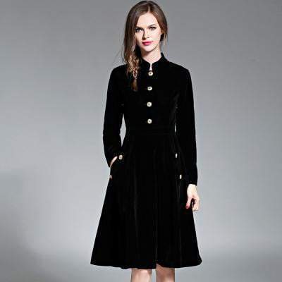 Splendid Autumn and winter Runway Velvet Retro  fashion elegant self-cultivation dress