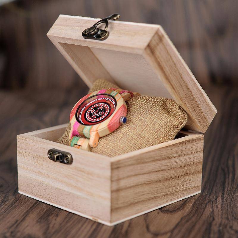 Colorful Bamboo Wood Watch for Women - Wooden Band - In Gift Box