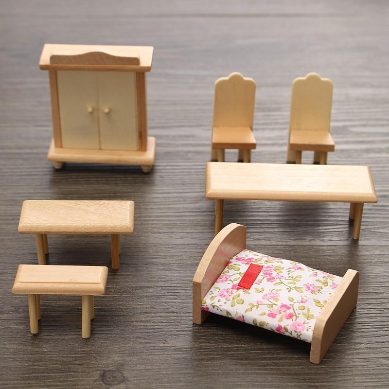 Dollhouse Miniature Unpainted Wooden Furniture