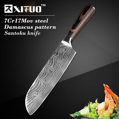 Japanese Chef Knife Set Professional Ikasu High Carbon Steel Damascus