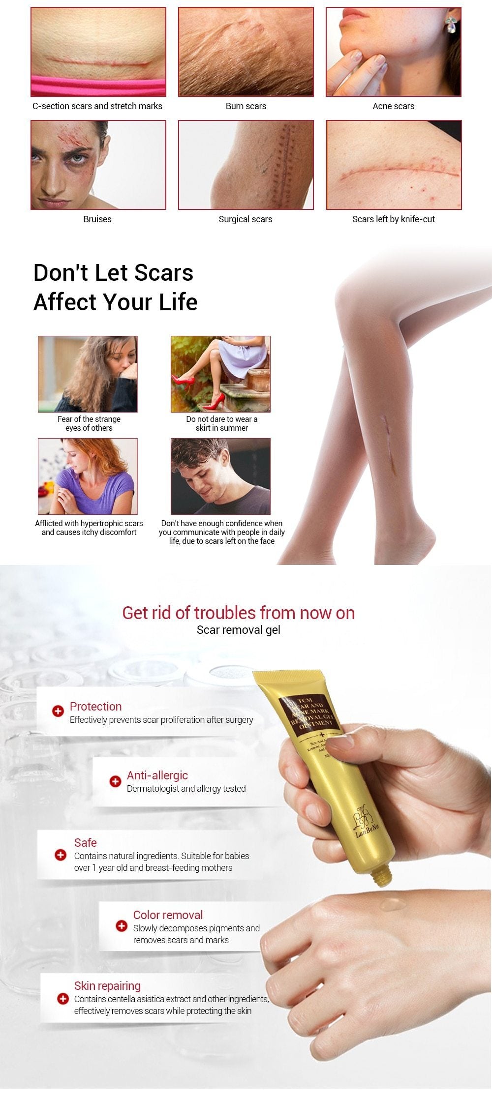 Acne Scar Removal Cream Skin Care Ginseng Extract