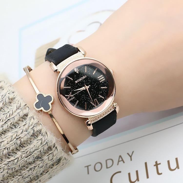 New Rose Gold Leather Designer Gift Women Watch