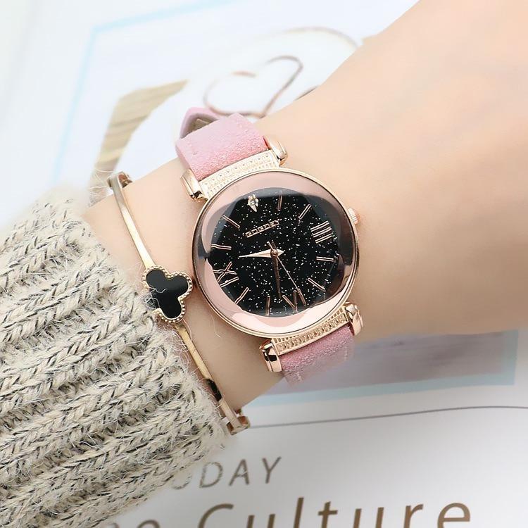 New Rose Gold Leather Designer Gift Women Watch