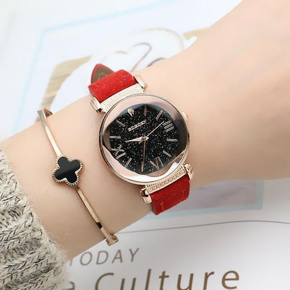 New Rose Gold Leather Designer Gift Women Watch