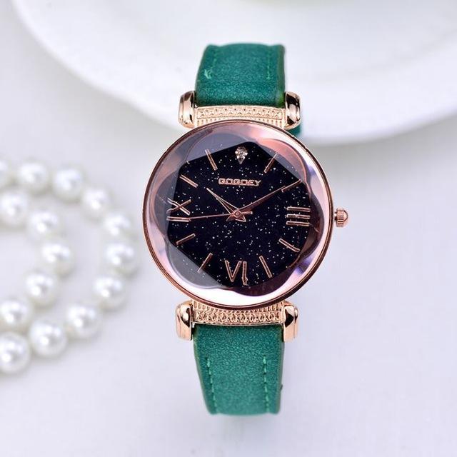 New Rose Gold Leather Designer Gift Women Watch