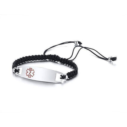Diabetic Medical Alert ID Bracelet - Nylon Rope Braided Band for Diabetes Type 1 and Type 2