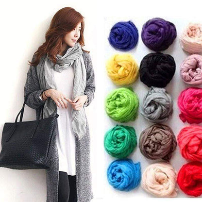 Fashion Casual Foulard All-match Solid Soft Cotton Long Scarf Women Scarves