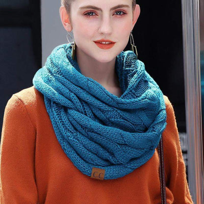 Knitted Cable Ring Cashmere Scarf