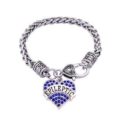 Women's Epileptic Medical Alert Bracelet - Crystal Heart