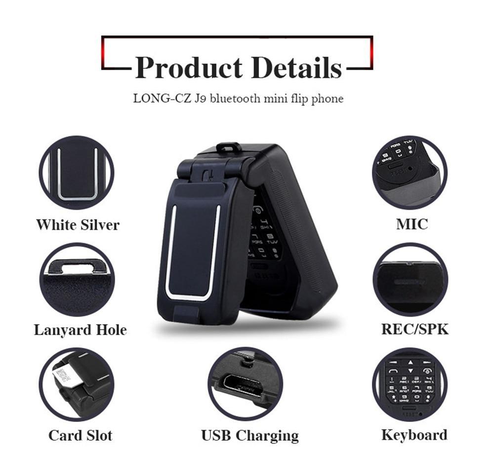 Flip Phone Bluetooth Dialer FM Magic Voice Handsfree Earphone Mini Card Phone