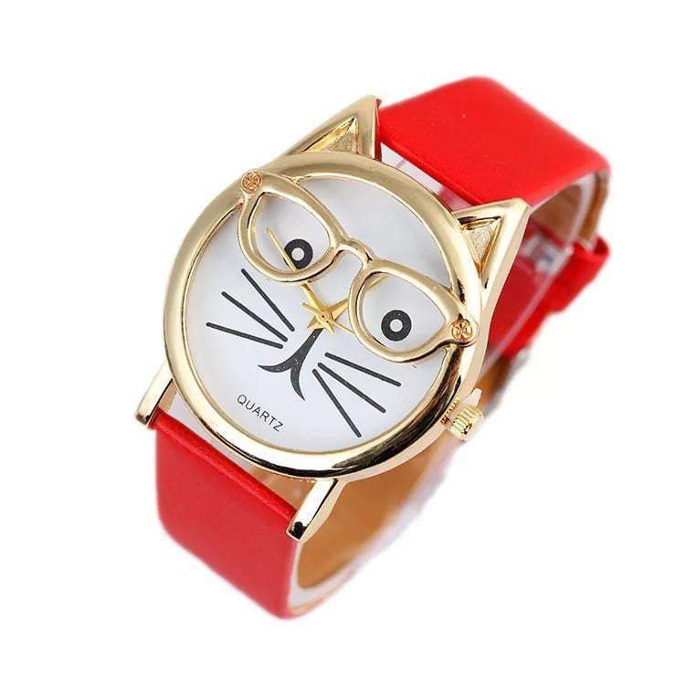 Luxury Brand Women Clock Cute Glasses Cat - Women Watches