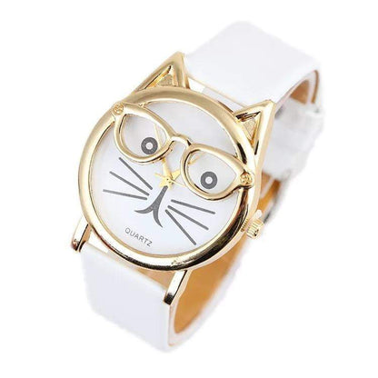 Luxury Brand Women Clock Cute Glasses Cat - Women Watches