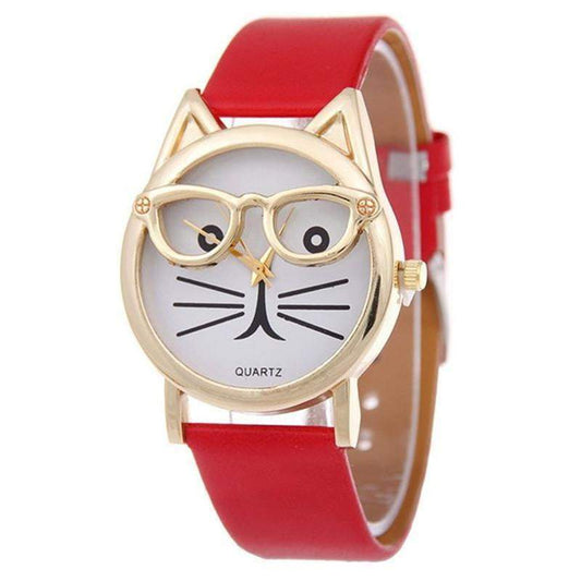 Luxury Brand Women Clock Cute Glasses Cat - Women Watches