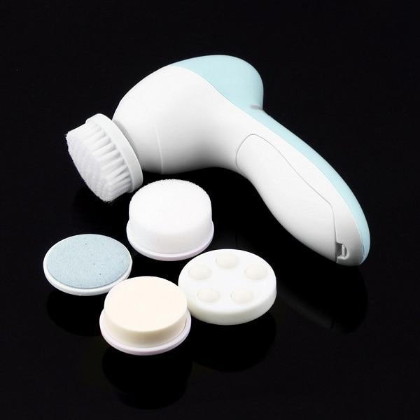 1 Set 5 in 1 Electric Wash Face Machine Facial Pore Cleaner Body Cleaning Massage Mini Skin Beauty Massager Face Washing Brush