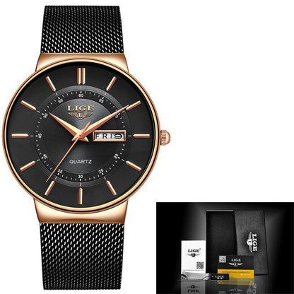 2019 New Blue Quartz Clock LIGE Mens Watches Top Brand Luxury Watch For Men Simple All Steel Waterproof Wrist Watch Reloj Hombre