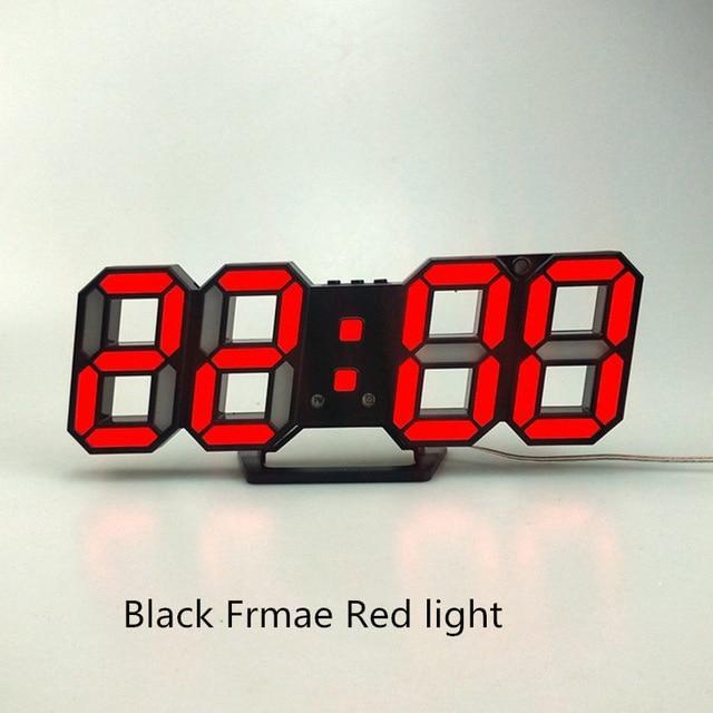 3D LED Wall Clock Modern Design Digital Table Clock Alarm Nightlight Watch For Home Living Room Decoration