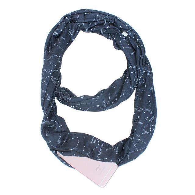 Scarf with Hidden Pocket Convertible Infinity Pattern Scarf Women Fashion