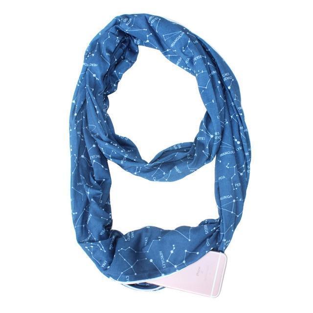 Scarf with Hidden Pocket Convertible Infinity Pattern Scarf Women Fashion