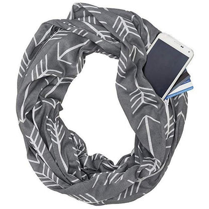 Scarf with Hidden Pocket Convertible Infinity Pattern Scarf Women Fashion