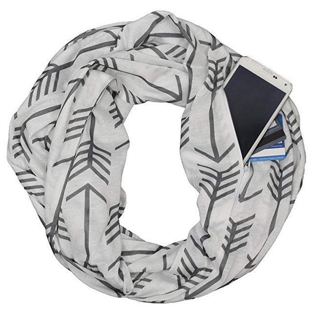 Scarf with Hidden Pocket Convertible Infinity Pattern Scarf Women Fashion