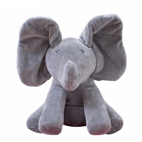 Singing Peek A Boo Elephant Flappy Ear Plush Interactive Kids Toy