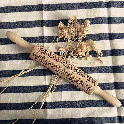 No.1 Christmas Embossing Rolling Pin Engraved Reindeer Baking Cookies