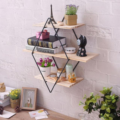 Diamond Wood Iron Shelf