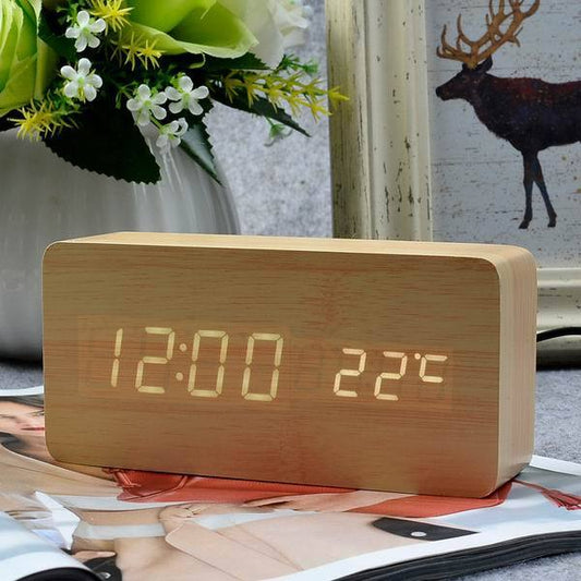 Wooden LED Alarm Clock