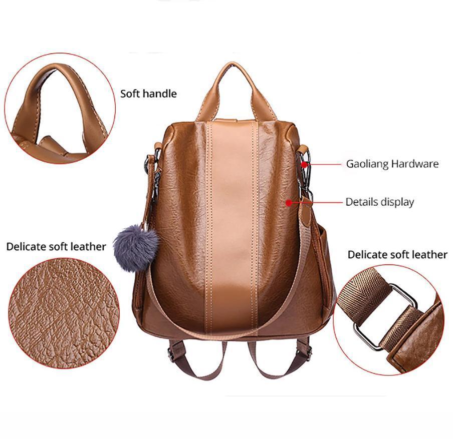 Women's Anti-theft Leather Backpack