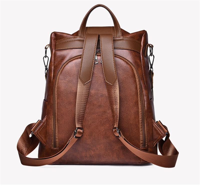 Women's Anti-theft Leather Backpack