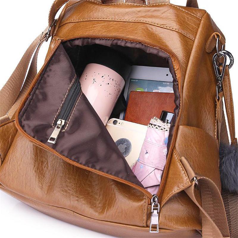 Women's Anti-theft Leather Backpack