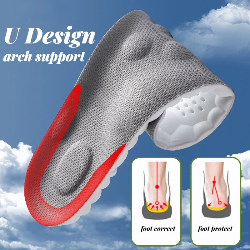 4D Sports Shoes Insoles Super Soft Running Insole for Feet Shock Absorption Baskets Shoe Sole Arch Support Orthopedic Inserts